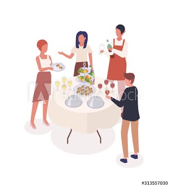 Social event isometric vector illustration