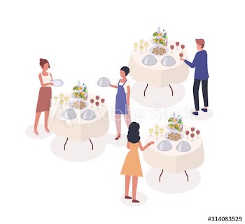 Social event isometric vector illustration