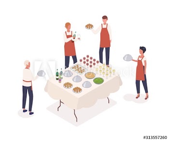 Social event preparation isometric vector illustration