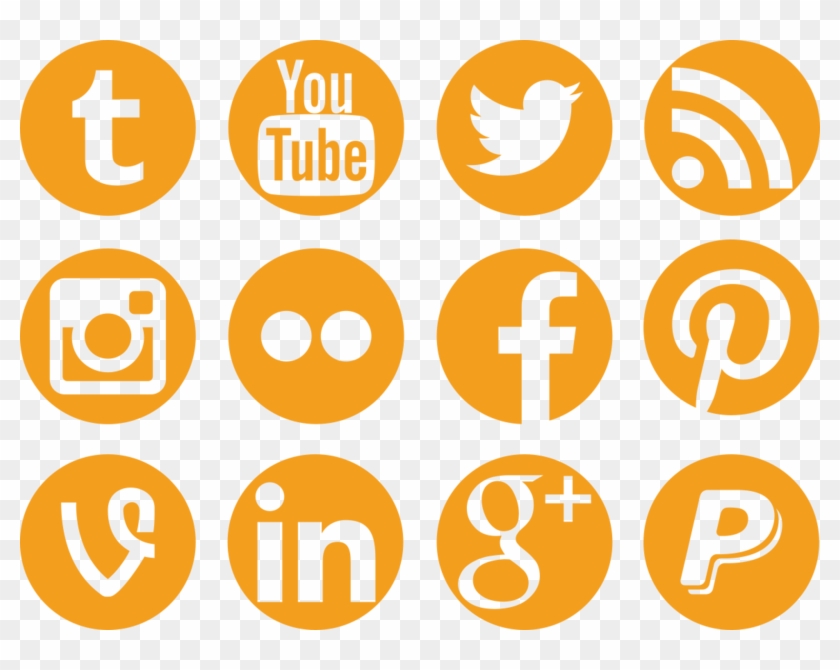 Social Icons Png Image - Orange Social Media Icons