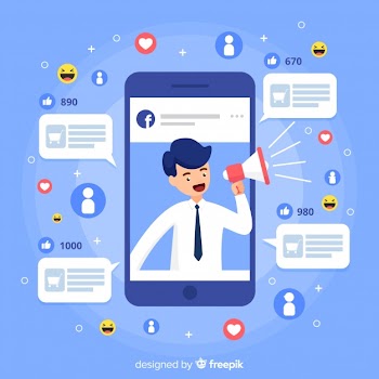 Social influencer flat background Free Vector