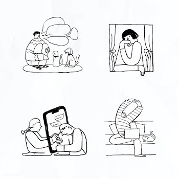 Social issues during the coronavirus crisis doodle element set vector | Free  vector - 2311515