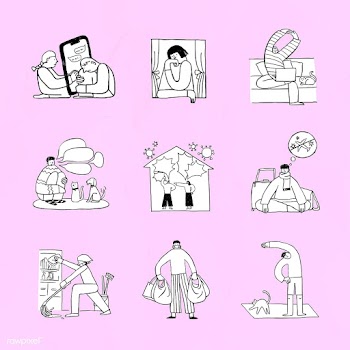 Social issues during the coronavirus crisis doodle element set vector | Free  vector - 2311516