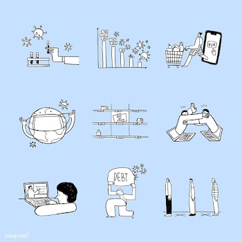 Social issues during the coronavirus crisis doodle element set vector | Free  vector - 2311517