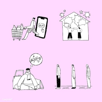 Social issues during the coronavirus crisis doodle element set vector | Free  vector - 2311521