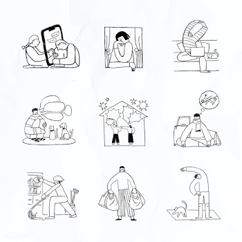Social issues during the coronavirus crisis doodle element set vector | Free  vector - 2311531