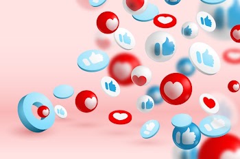 Social media 3d background Free Vector