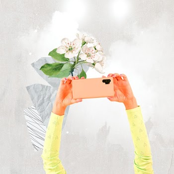 Social media audience person filming through… | Free stock illustration | High Resolution graphic