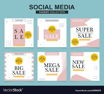 Social media banners pack for website and mobile vector image