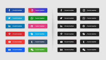 Social media button style lower third collection Free Vector