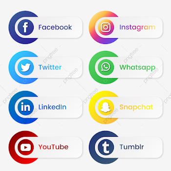 Social Media Buttons Png And Modern Style Web Buttons, Social ...