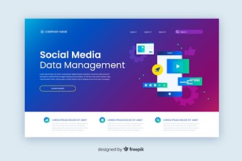 Social media gradient landing page Free Vector