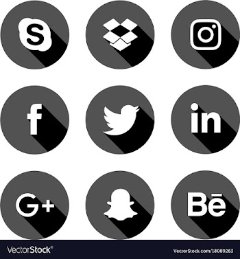 Social media icon set monochrome vector image