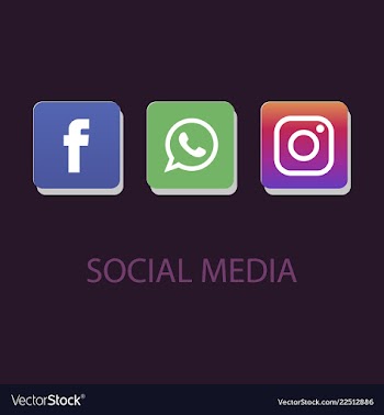 Social media icons facebook icon whatsapp icon vector image