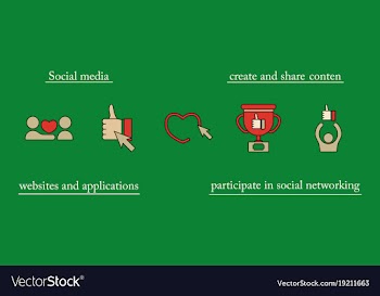 Social media icons in speech bubbles with group vector image