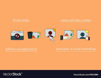 Social media icons in speech bubbles with group vector image