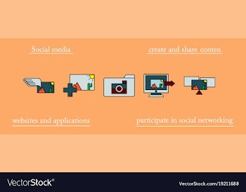 Social media icons in speech bubbles with group vector image
