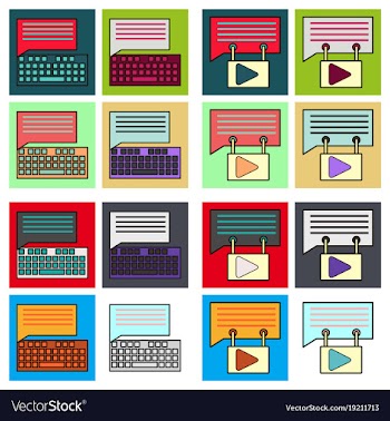 Social media icons in speech bubbles with group vector image