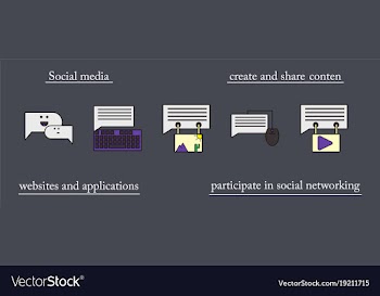 Social media icons in speech bubbles with group vector image