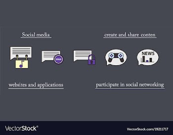 Social media icons in speech bubbles with group vector image