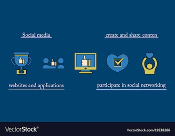 Social media icons in speech bubbles with group vector image