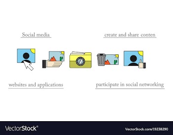 Social media icons in speech bubbles with group vector image