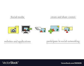Social media icons in speech bubbles with group vector image