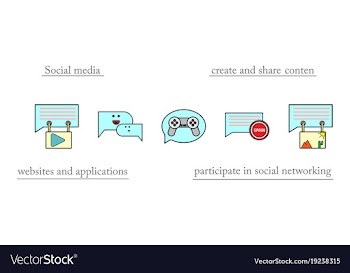 Social media icons in speech bubbles with group vector image