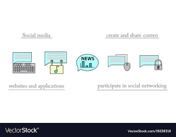 Social media icons in speech bubbles with group vector image