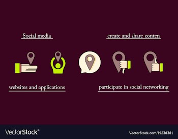 Social media icons in speech bubbles with group vector image