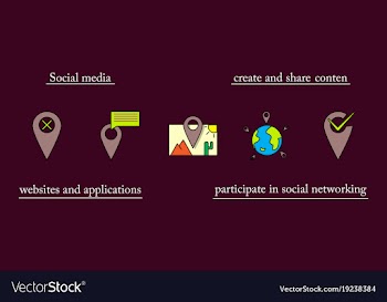Social media icons in speech bubbles with group vector image