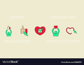 Social media icons in speech bubbles with group vector image