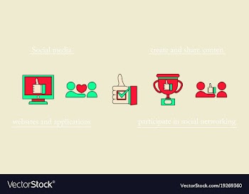 Social media icons in speech bubbles with group vector image
