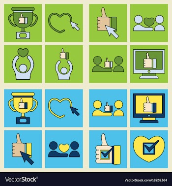 Social media icons in speech bubbles with group vector image