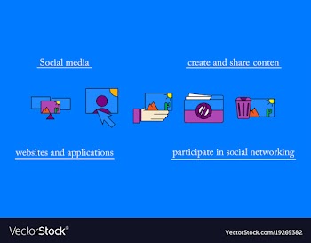 Social media icons in speech bubbles with group vector image