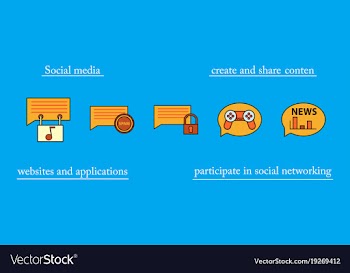 Social media icons in speech bubbles with group vector image