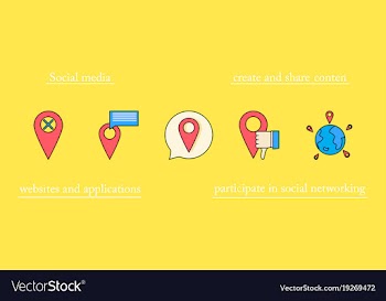 Social media icons in speech bubbles with group vector image