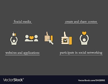 Social media icons in speech bubbles with group vector image