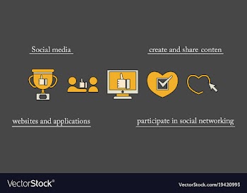 Social media icons in speech bubbles with group vector image