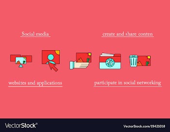 Social media icons in speech bubbles with group vector image