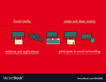 Social media icons in speech bubbles with group vector image