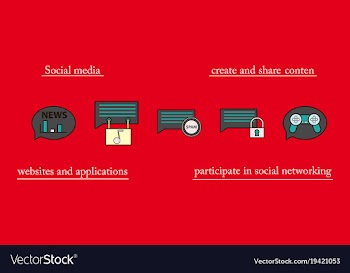 Social media icons in speech bubbles with group vector image