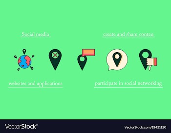 Social media icons in speech bubbles with group vector image