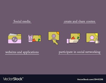 Social media icons in speech bubbles with group vector image