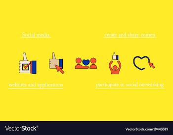 Social media icons in speech bubbles with group vector image