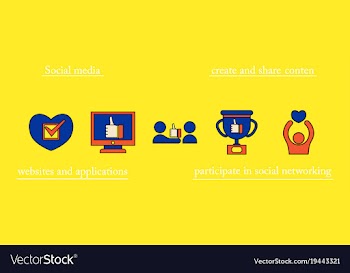 Social media icons in speech bubbles with group vector image