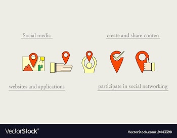 Social media icons in speech bubbles with group vector image