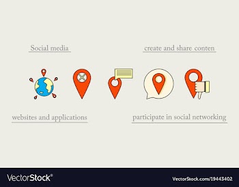 Social media icons in speech bubbles with group vector image