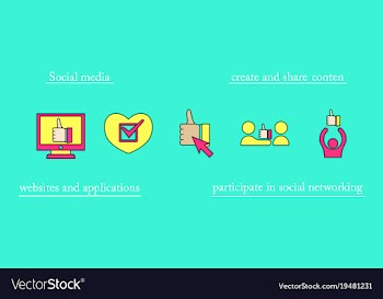 Social media icons in speech bubbles with group vector image