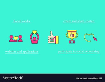 Social media icons in speech bubbles with group vector image